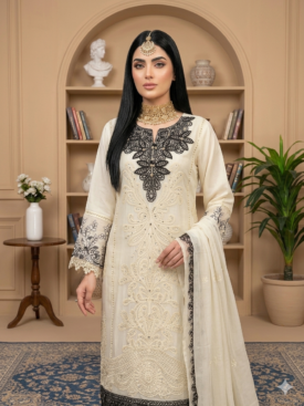 premium chiffon & collection in cream color