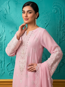 pink pearl chiffon set