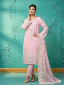 pink pearl chiffon set