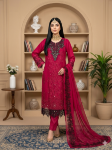 premium chiffon & collection in maroon