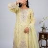 soft lemon yellow organza suit