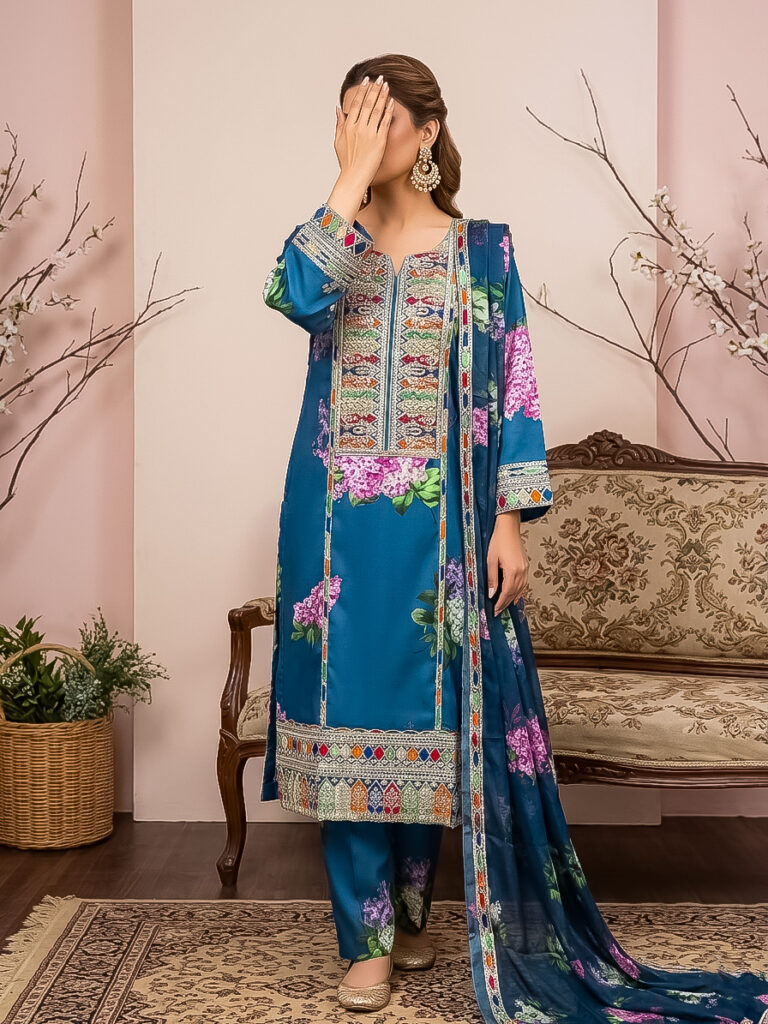 black silk printed suit