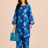 blue floral printed classic lawn suit