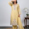soft lemon yellow organza suit