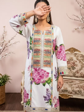 black silk printed suit