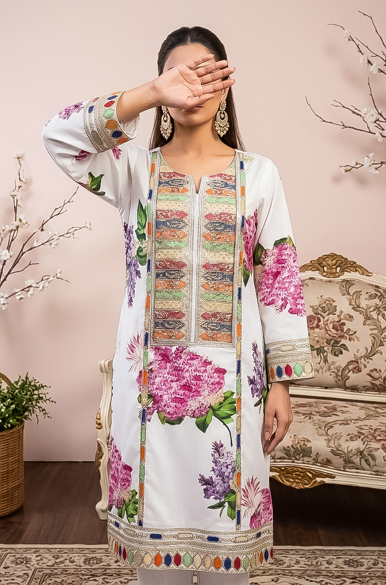 black silk printed suit
