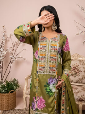 black silk printed suit