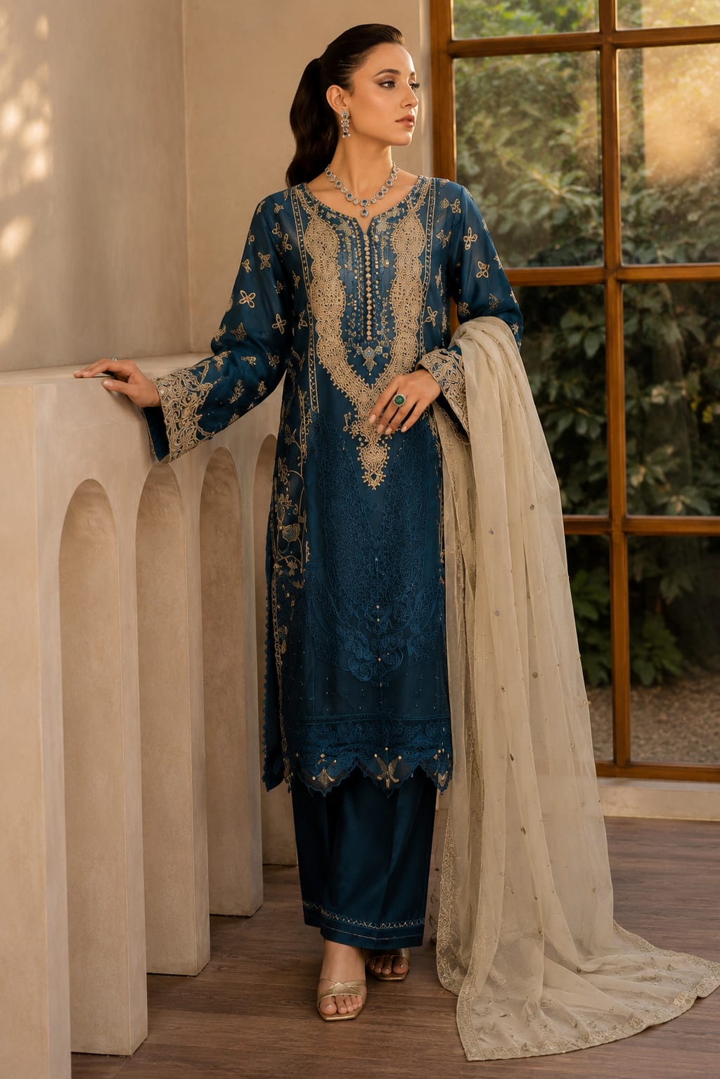 navy blue cotton suit