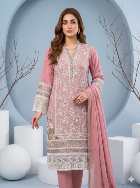 elegant rose pink outfit crafted from chiffon suit