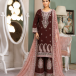 elegant zinc blue chiffon gharara set