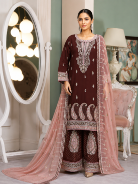 elegant zinc blue chiffon gharara set