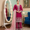 elegant zinc blue chiffon gharara set