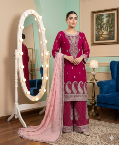 elegant zinc blue chiffon gharara set