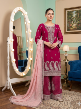 elegant zinc blue chiffon gharara set