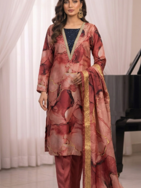 luxury printed silk 3 piece suit