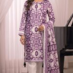 purple royale printed silk suit