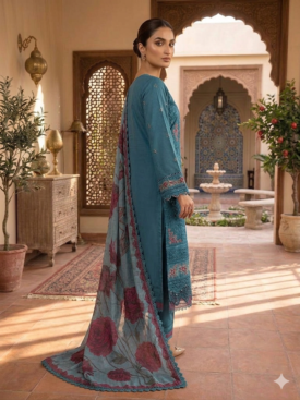 rose mist pure cotton plazo suit set