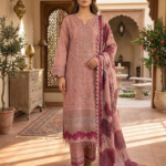 rose mist pure cotton plazo suit set