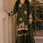 elegant olive green embroidered
