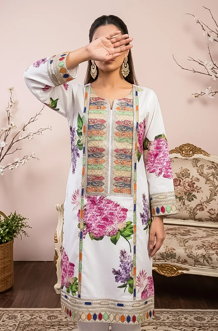 black silk printed suit
