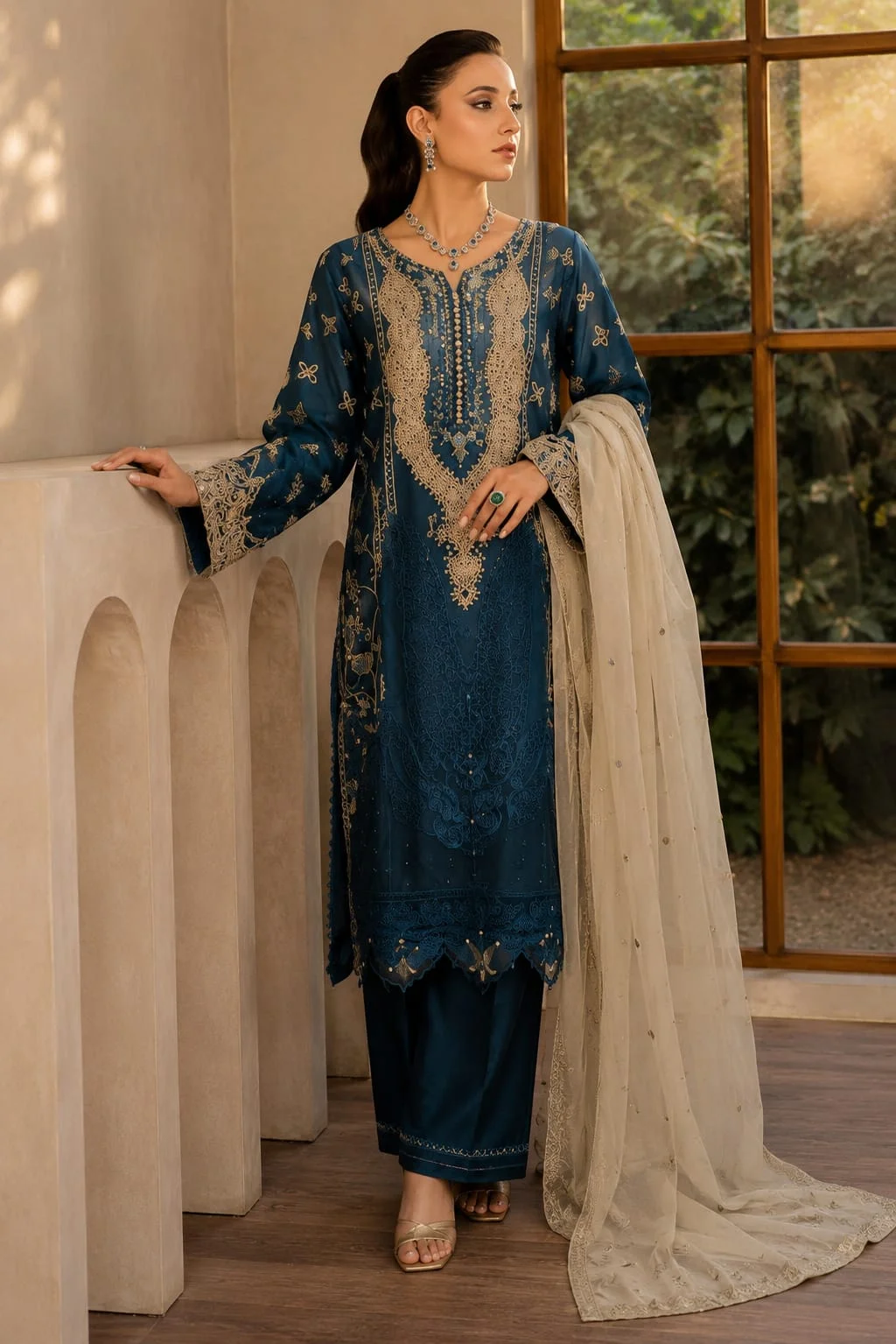 navy blue cotton suit