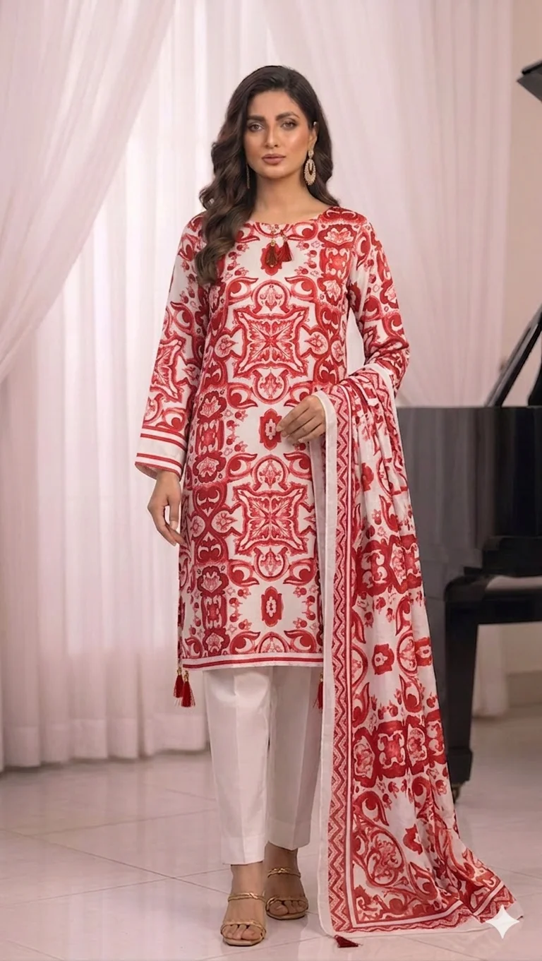 purple royale printed silk suit
