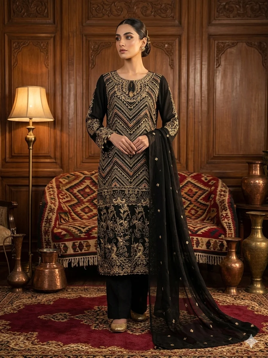 elegant maroon embroidered suit