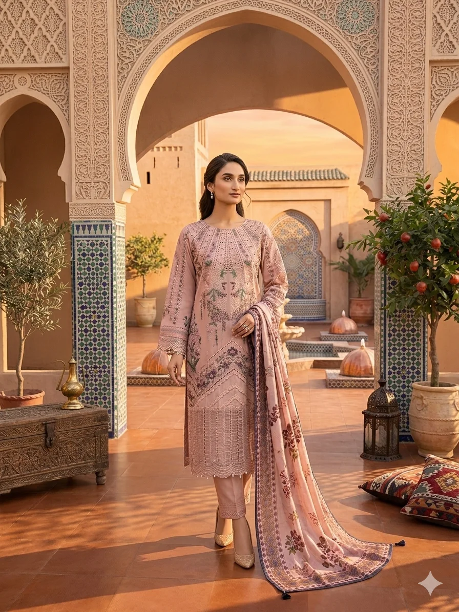 graceful dusty pink cottton suit